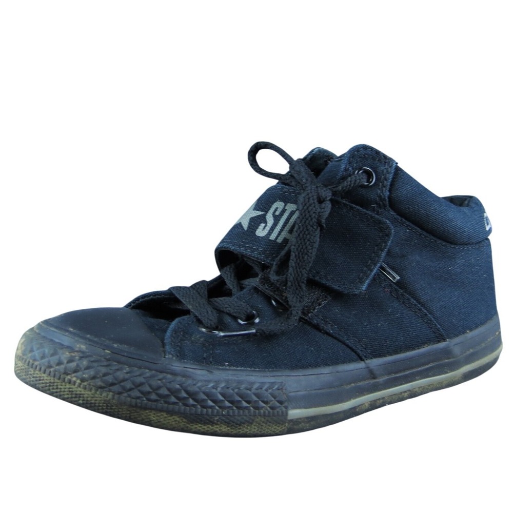 Converse Boys Sneaker Shoes Athletic Black Fabric Lace Up Size Y 3 Medium